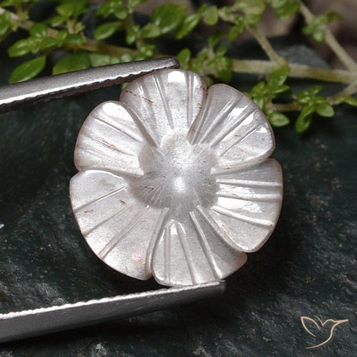 6.14ct 天然 非常浅的粉红色 月长石, 花形切割, 半透明