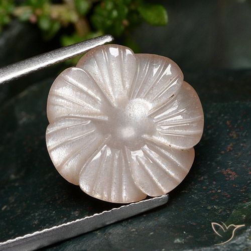 7.28ct 天然 桃橙色 月长石, 花形切割, 半透明