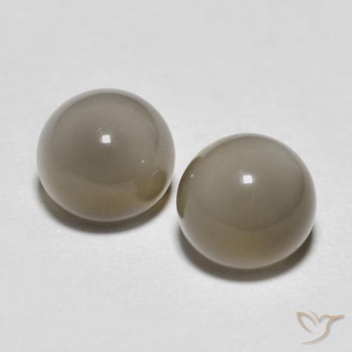 1.12ctw 天然 非常浅灰色 月长石, 圆形的, 半透明