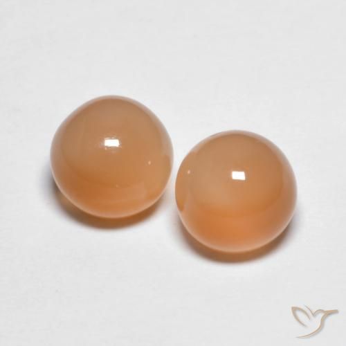 3.28ctw 天然 Medium Light-Orange 月长石, 圆形的, 透明