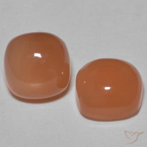 3.18ctw 天然 棕桃 月长石, 软垫, 半透明