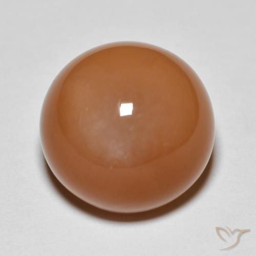 12.48ct 天然 红橙色 月长石, 圆形的, 半透明