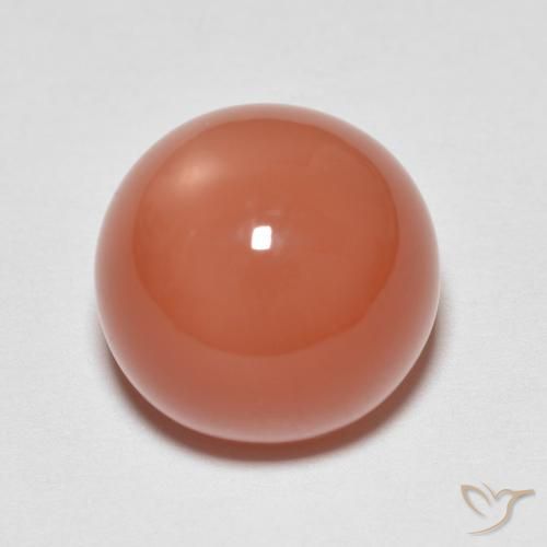 6.80ct 天然 红橙色 月长石, 圆形的, 半透明