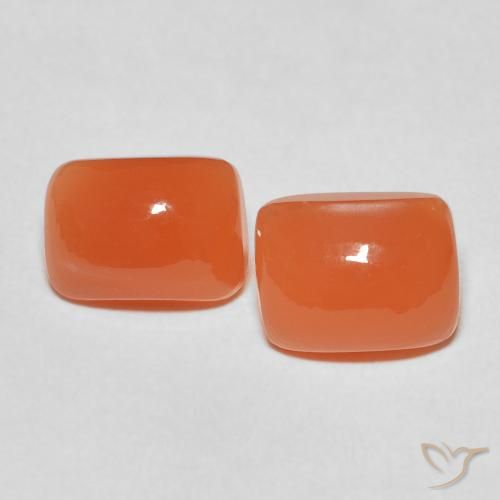 4.87ctw 天然 火橙 月长石, 软垫, 半透明