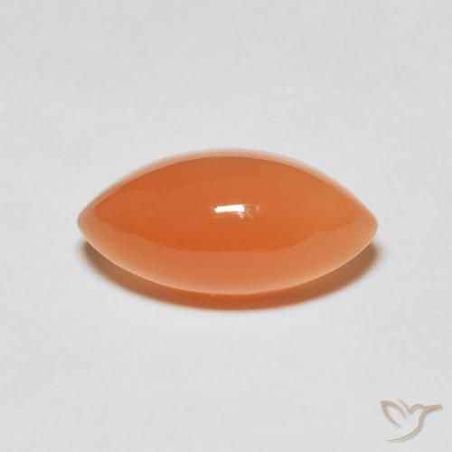 3.72ct 天然 暖杏橙 月长石, 榄尖形, 半透明
