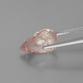 5.55克拉天然粉色摩根石，水滴珠形切工，14.1×8.1毫米，SI