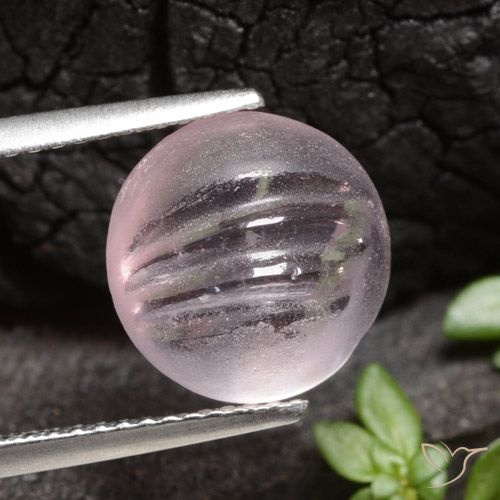 5.01ct 天然 浅粉色 铯绿柱石, 圆形的, 半透明