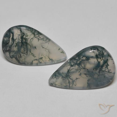 17.65天然多色苔藓玛瑙，梨形，21.6×13.8毫米，透明