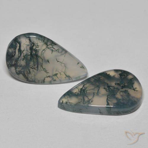 17.65天然多色苔藓玛瑙，梨形，21.6×13.8毫米，透明