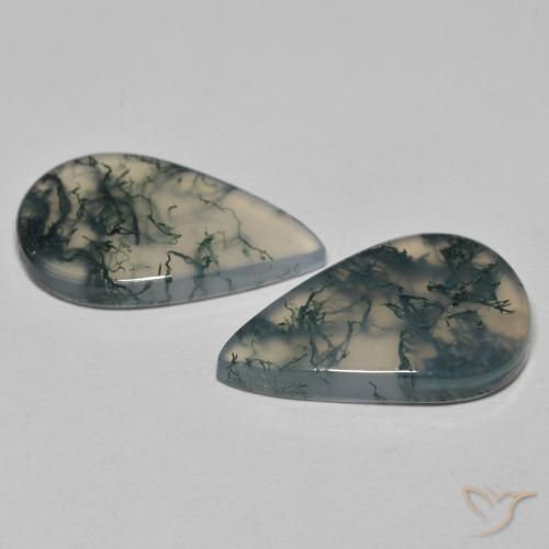 17.65天然多色苔藓玛瑙，梨形，21.6×13.8毫米，透明