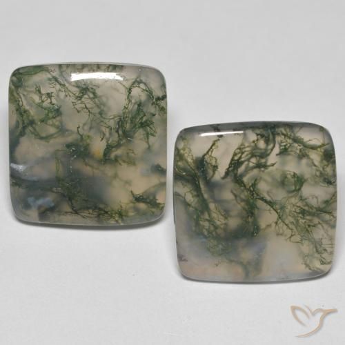 24.59克拉天然苔藓玛瑙，正方形，透明