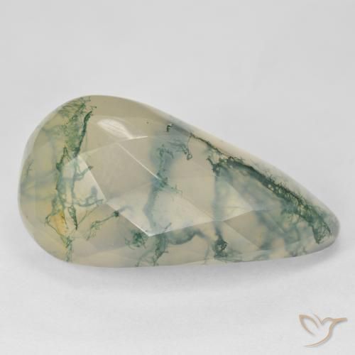 19.03ct 天然 浅绿色 苔藓玛瑙, 花式切割, 半透明