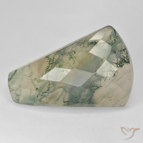 39.72ct 天然 浅绿色 苔藓玛瑙, 狭长方形, 半透明