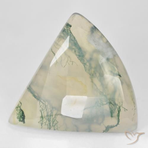 26.18克拉天然绿色苔藓玛瑙，三角形，26.8×26.8毫米，半透明