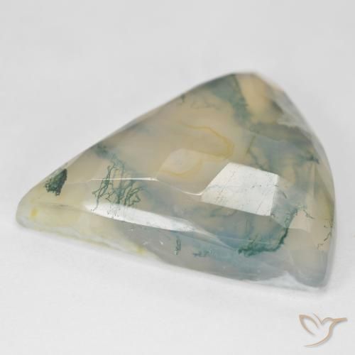 26.18克拉天然绿色苔藓玛瑙，三角形，26.8×26.8毫米，半透明
