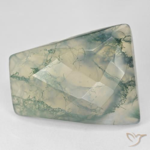 38.30ct 天然 浅绿色 苔藓玛瑙, 狭长方形, 半透明