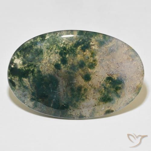52.44ct 天然 彩色 苔藓玛瑙, 椭圆形, 半透明