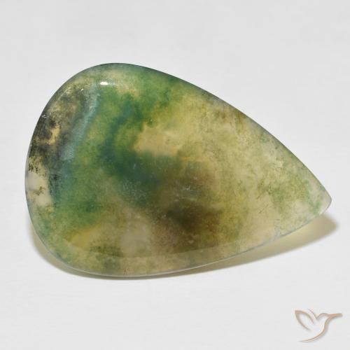 34.42ct 天然 彩色 苔藓玛瑙, 梨形, 半透明