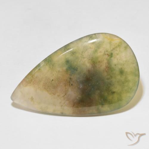 39.08ct 天然 彩色 苔藓玛瑙, 梨形, 半透明