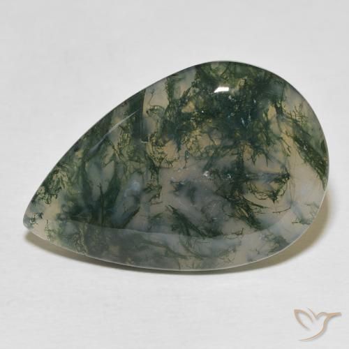 24.87ct 天然 彩色 苔藓玛瑙, 梨形, 不透明