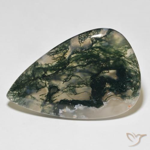 98.16ct 天然 彩色 苔藓玛瑙, 梨形, 不透明