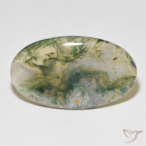 48.97ct 天然 彩色 苔藓玛瑙, 椭圆形, 不透明