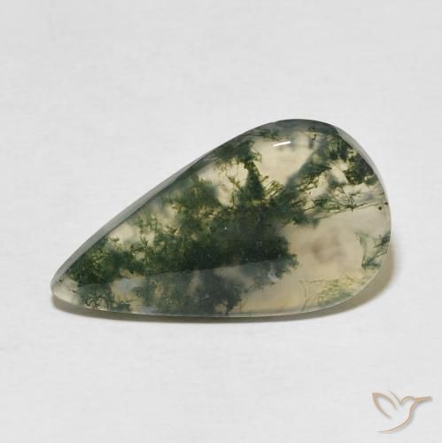 10.69ct 天然 彩色 苔藓玛瑙, 梨形, 半透明