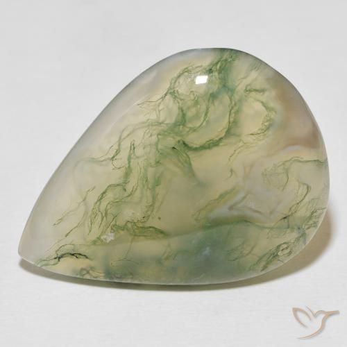 29.52ct 天然 彩色 苔藓玛瑙, 梨形, 不透明