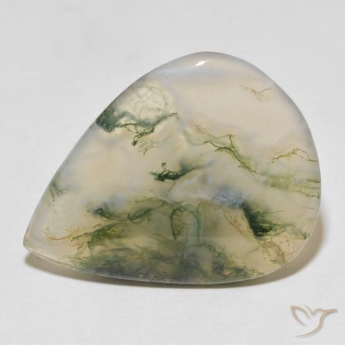 22.57ct 天然 彩色 苔藓玛瑙, 梨形, 半透明