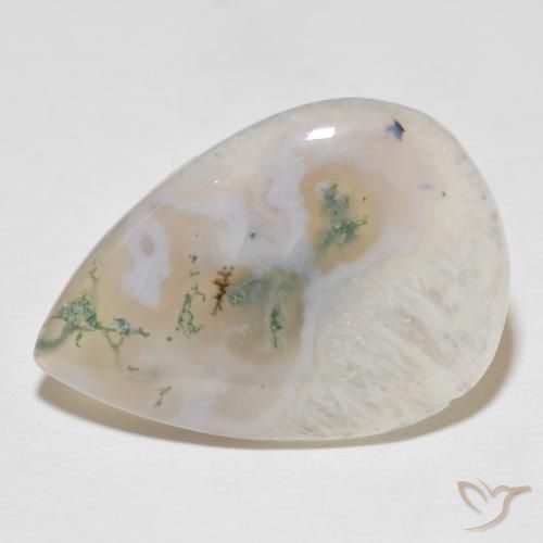 30.59ct 天然 彩色 苔藓玛瑙, 梨形, 半透明