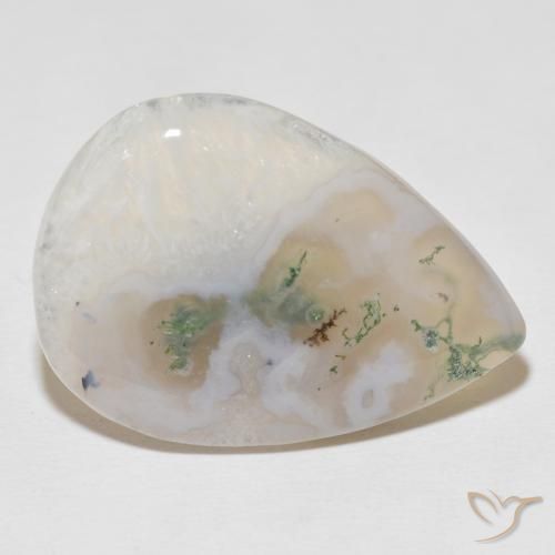 30.59克拉天然苔藓玛瑙，梨形，半透明
