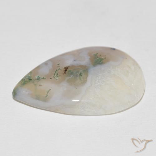 30.59克拉天然苔藓玛瑙，梨形，半透明