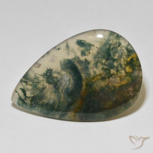 73.43ct 天然 彩色 苔藓玛瑙, 梨形, 不透明