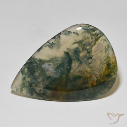 85.14ct 天然 彩色 苔藓玛瑙, 梨形, 不透明