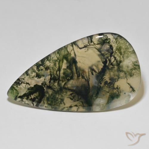 90.45ct 天然 彩色 苔藓玛瑙, 梨形, 半透明