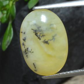 4.33克拉天然黄色苔藓欧泊，椭圆形切割，14.7×10.3毫米，半透明