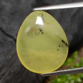 3.69克拉天然黄色苔藓欧泊，梨形，14.2×11.6毫米，半透明