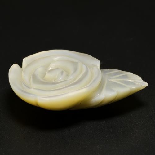 16.68克拉天然白色珍珠母，花形切工，25.6×17.6毫米，不透明