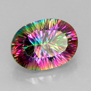 13.61克拉天然多色镀膜石英，椭圆形切割，18.3×13.4毫米，VVS