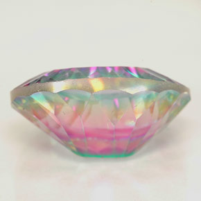 12.22克拉天然多色镀膜石英，椭圆形切割，18.3×13.3毫米，VVS