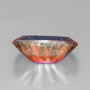 14.22克拉天然多色镀膜石英，椭圆形切割，21.8×13.8毫米，VVS