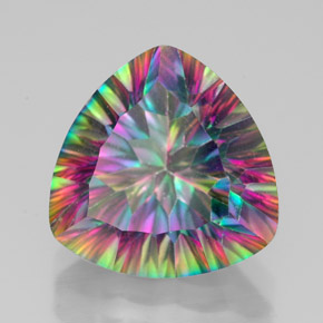 7.53克拉天然多色镀膜石英，三角形，13.1×13毫米，VVS-VS