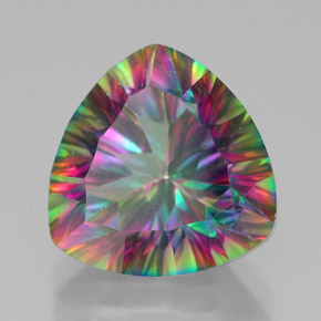 7.90克拉天然多色镀膜石英，三角形，13.1×13毫米，VVS