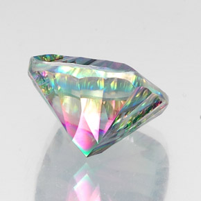 15.58克拉天然多色镀膜石英，垫形剪裁，16.2×16.2毫米，VVS