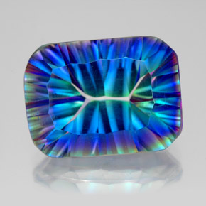 10.01克拉天然多色镀膜石英，祖母绿式切割，16×12毫米，VVS-VS