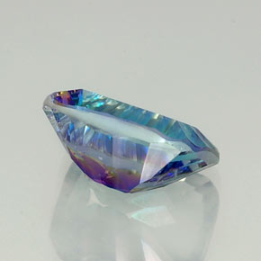 10.19克拉天然多色镀膜石英，祖母绿式切割，16×11.9毫米，VVS-VS