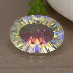 4.64克拉天然多色镀膜石英，椭圆形切割，14.2×10.1毫米，VVS-VS