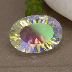 4.64克拉天然多色镀膜石英，椭圆形切割，14.2×10.1毫米，VVS-VS