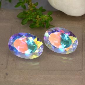 10.52天然多色镀膜石英，椭圆形切割，14.1×10.1毫米，VVS-VS
