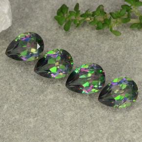 3.68天然多色镀膜石英，梨形，7×5.2毫米，VS